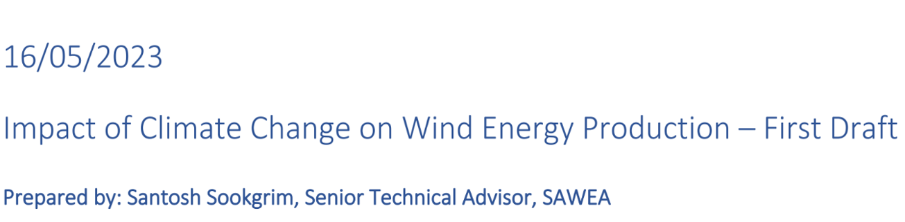 IMPACT OF CLIMATE CHANGE ON WIND ENERGY PRODUCTION – FIRST DRAFT