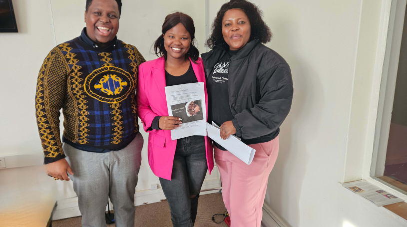 Bataung Qhotsokane (presenter of the programme and owner of Northern Cape Computer Club); Luvaine Ruiters (Competition Winner); Victress Siko ( Business Ezone Ventures’ Owner/Director)
